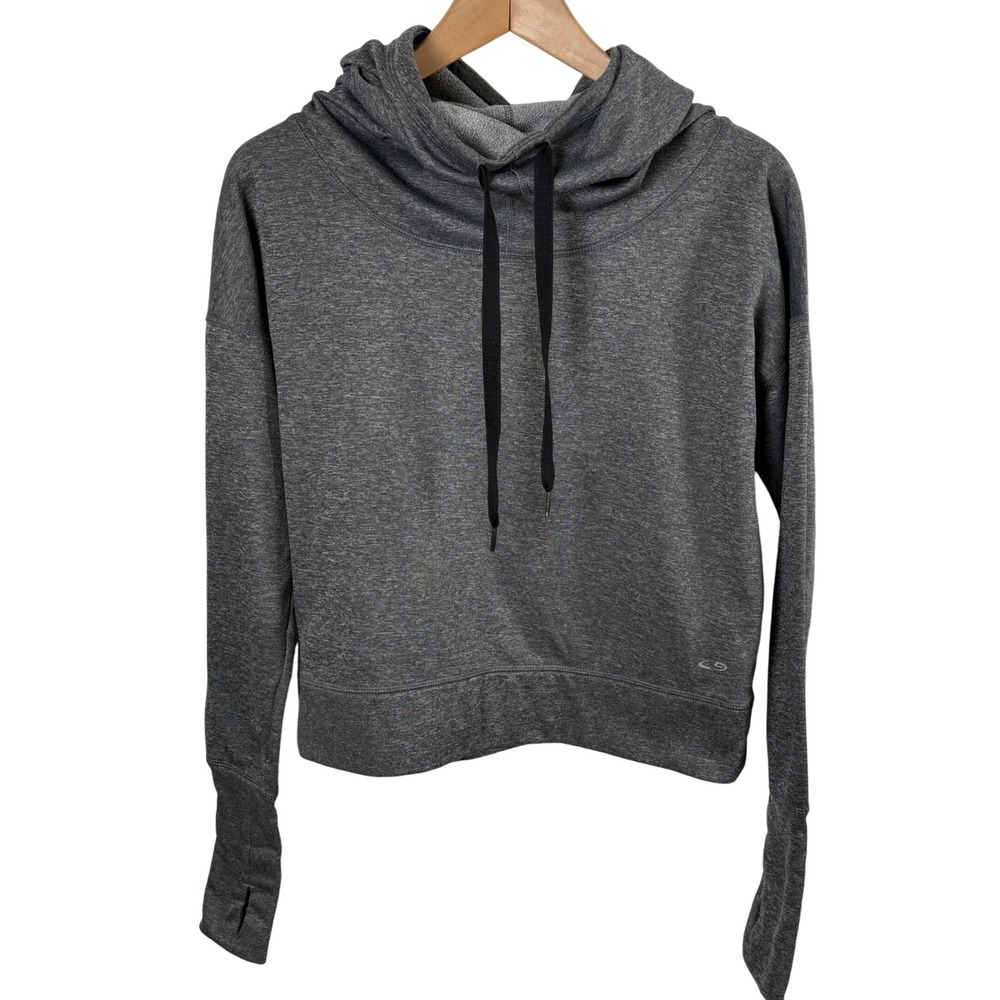 Champion Duo Dry Gray Cropped Hoodie Women's M‎ Funnel Neck Athleisure Sporty